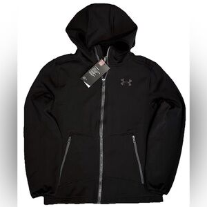 NEW SZ L BOYS JACKET UNDER ARMOUR TECHNO COLDGEAR FULL ZIP HOODIE